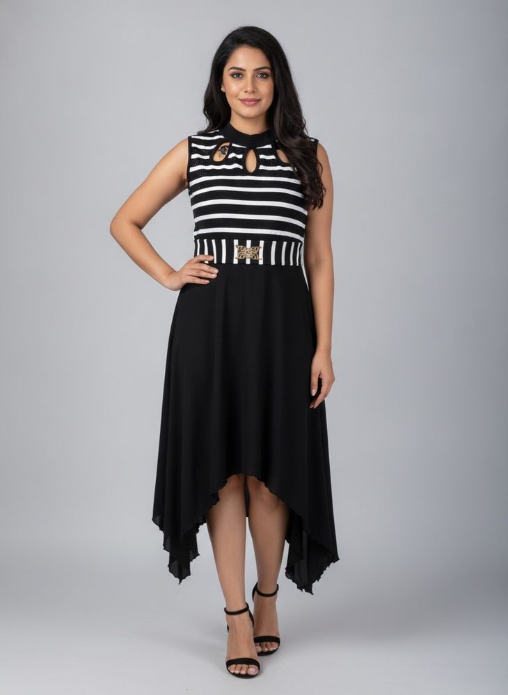 Chic Black &amp; White Striped Dress