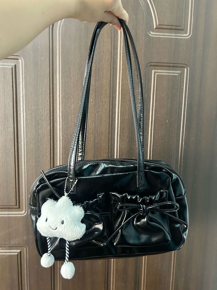Chic Black Patent Shoulder Bag