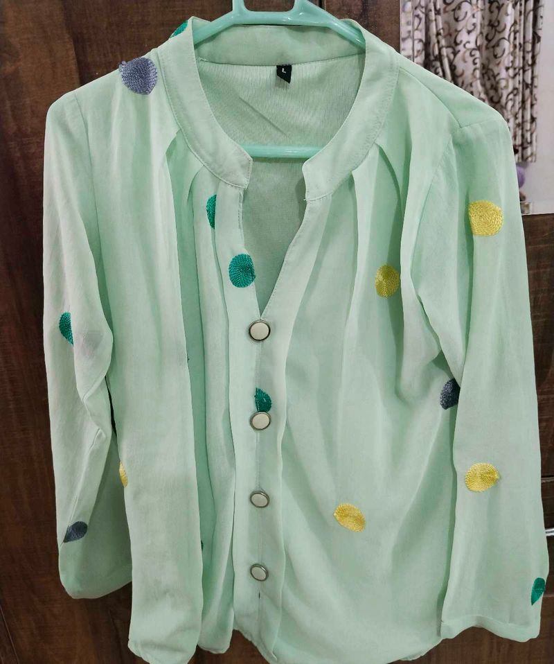 Light Green Embroidered Blouse