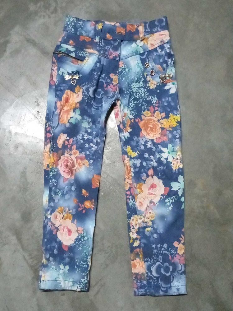 Floral Print Girls Jeans