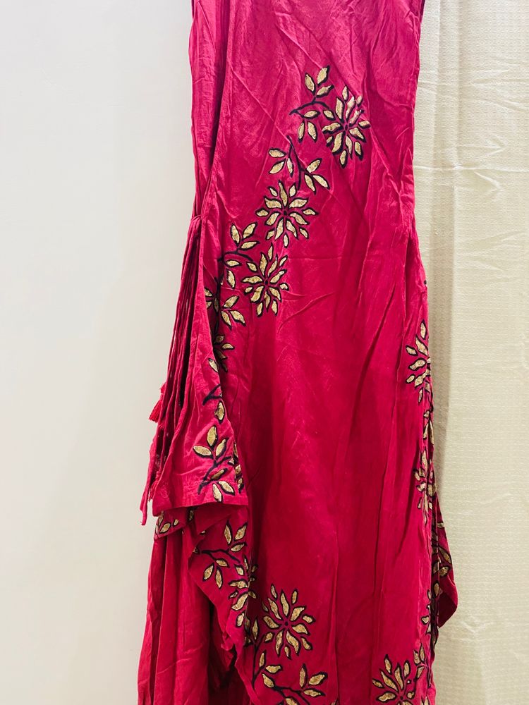 Elegant red Floral Embroidered Dress