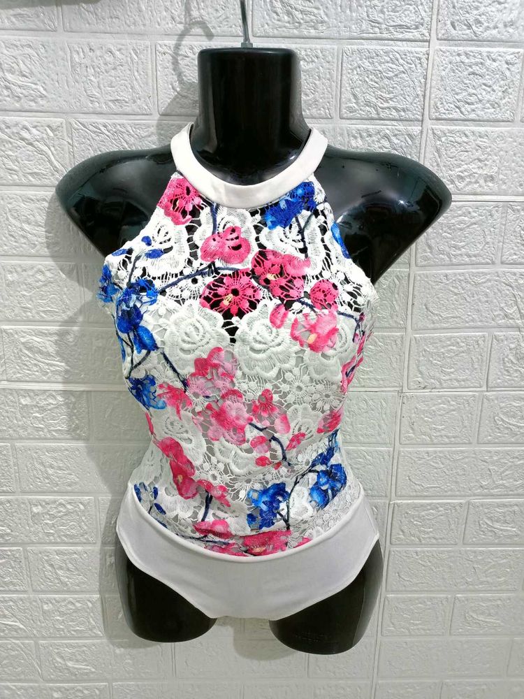 Branded Sexy Floral Print Bodysuit For XS &amp; S