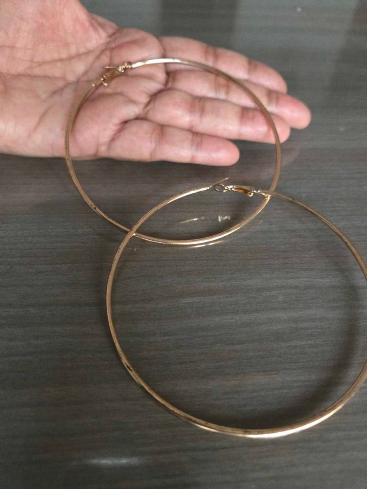 Big Gold Hoop Earrings 4"