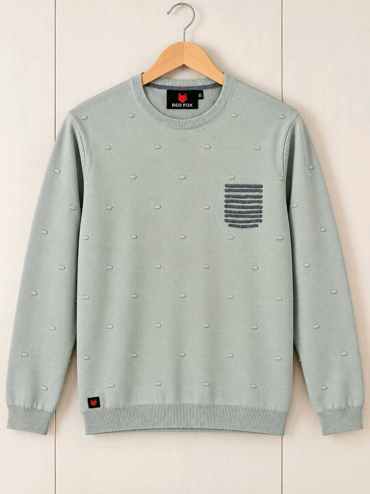 Men's Light Green Textured Sweater