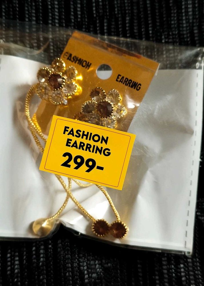 Gold Flower Drop Earrings