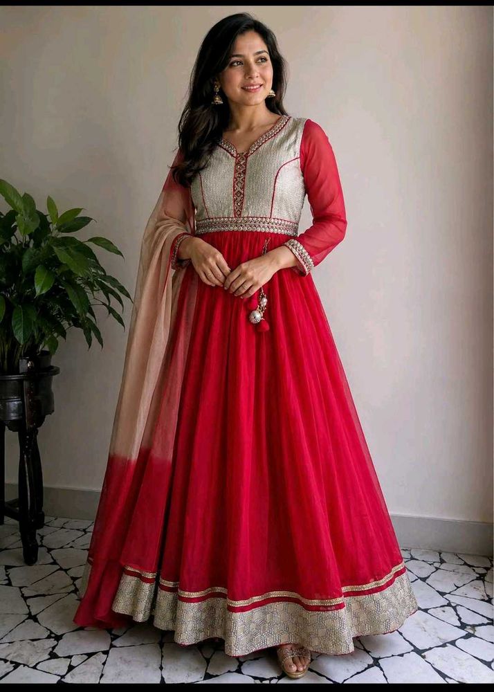 Elegant Red Anarkali