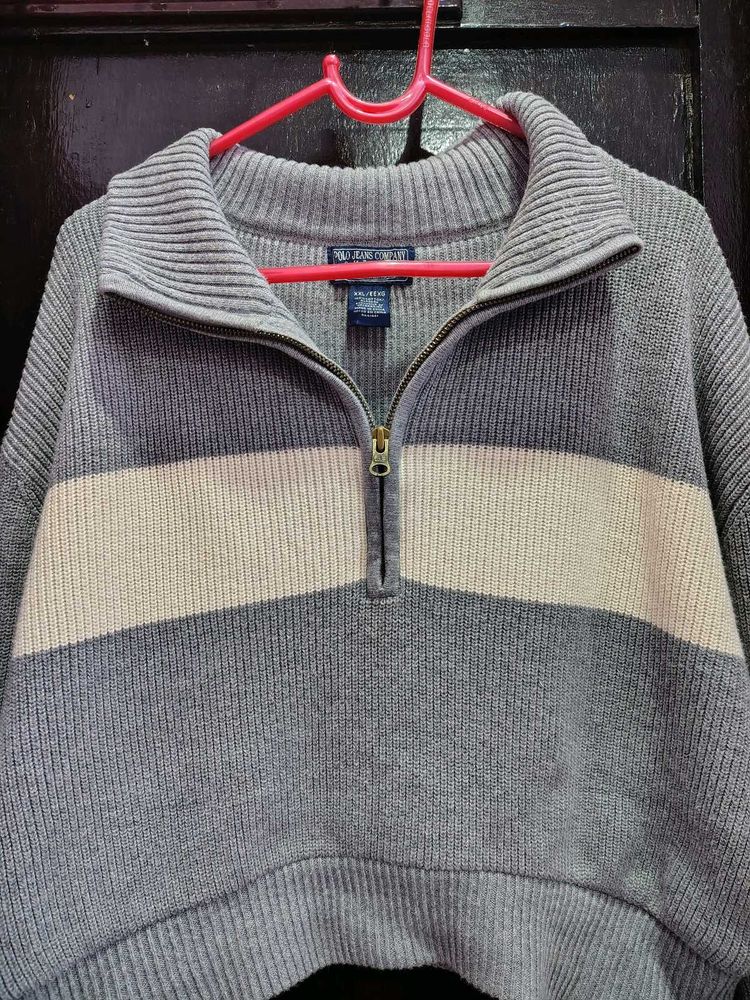 Ralph lauren Striped Quarter-Zip cropped Sweater