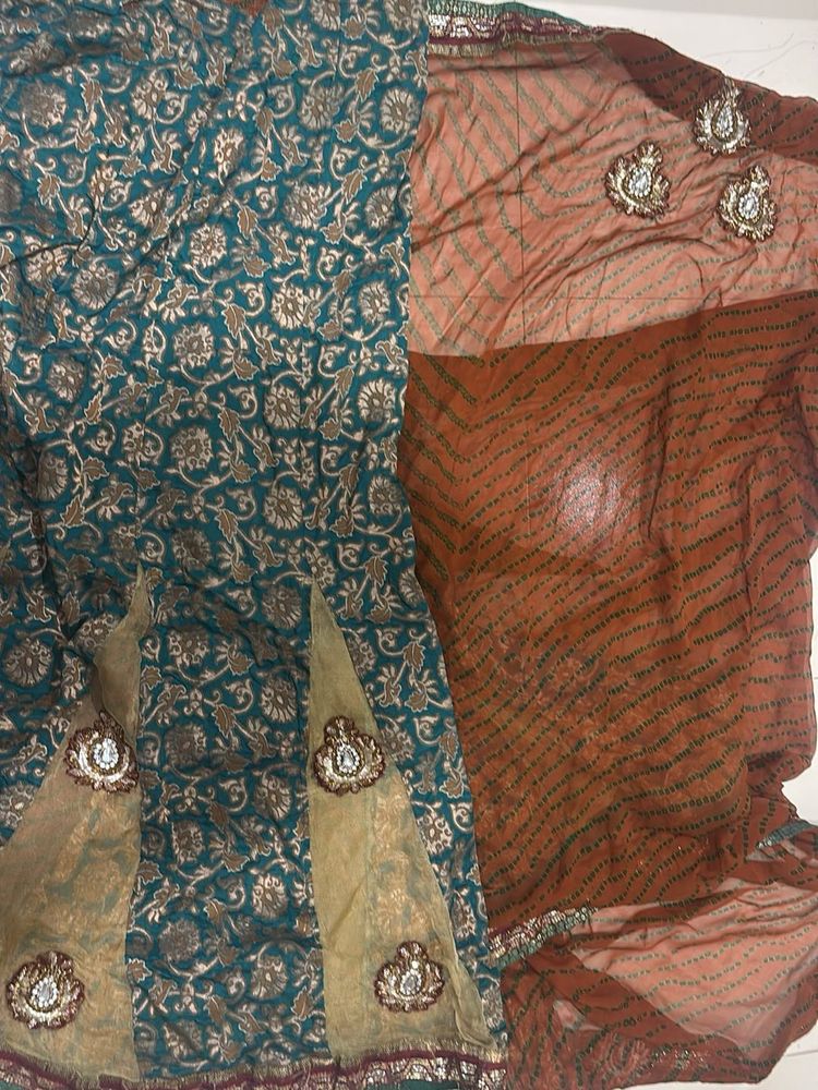 Elegant Teal &amp; Orange saree