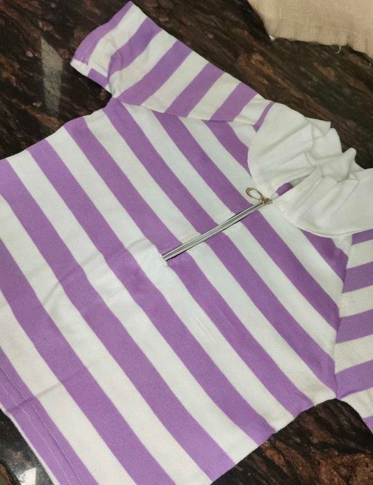 Striped Purple &amp; White Top