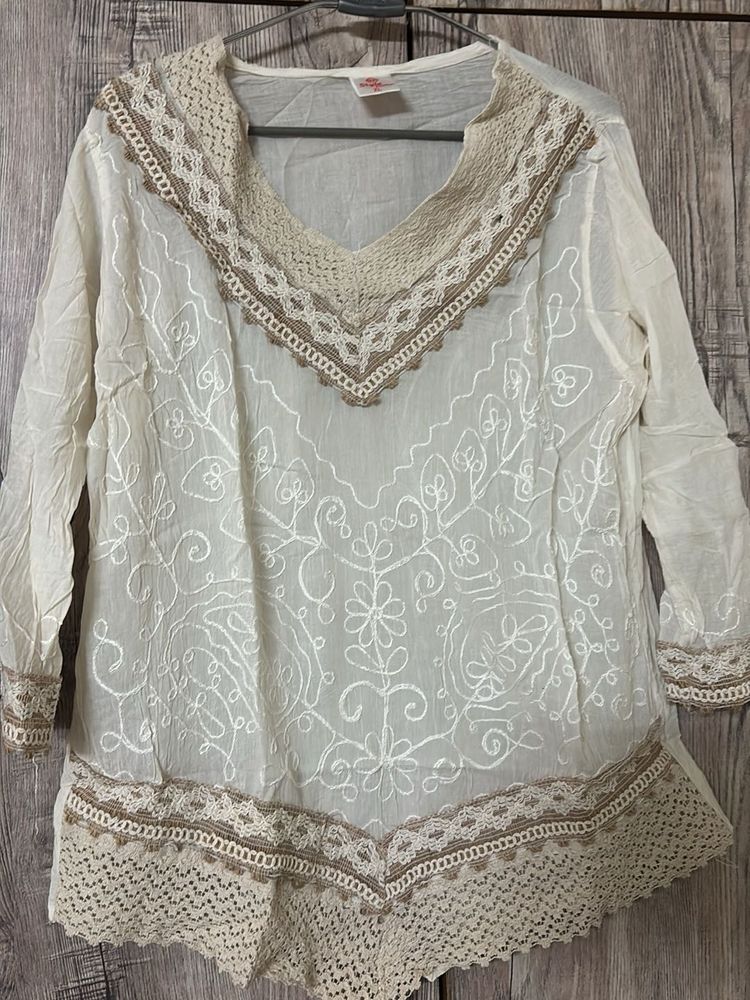 Embroidered Boho Style Kurta cum top