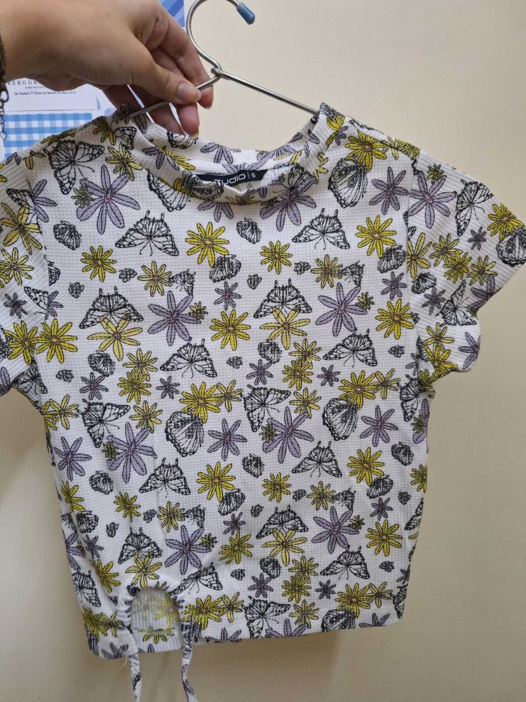 Floral Butterfly Crop Top