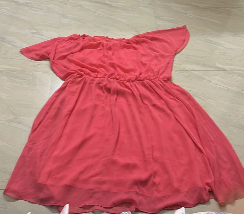Coral Off-Shoulder Mini Dress red