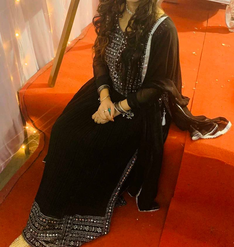 Elegant Black Sequined Kurta Set