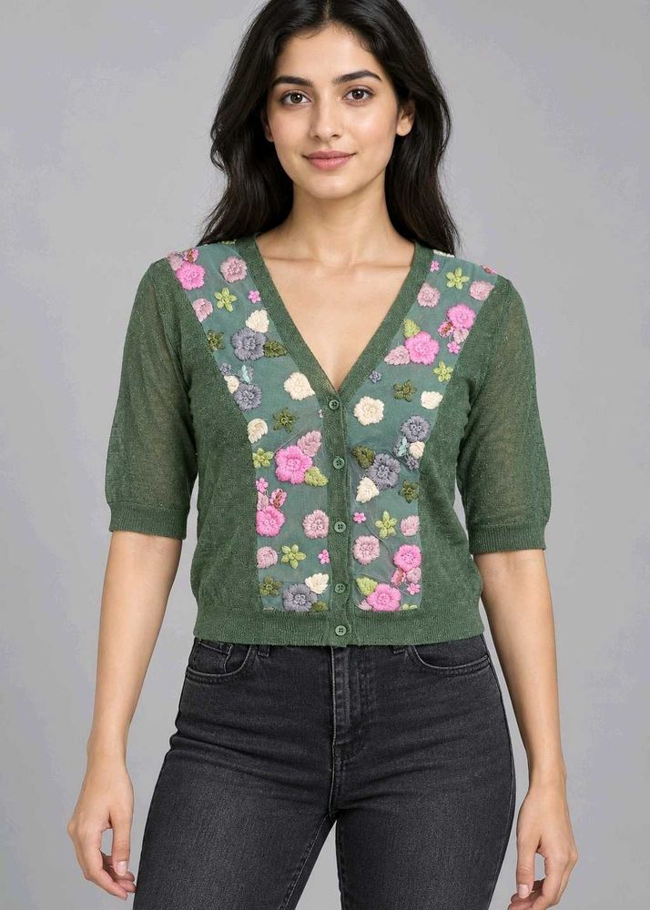 Embroidered Floral Cardigan