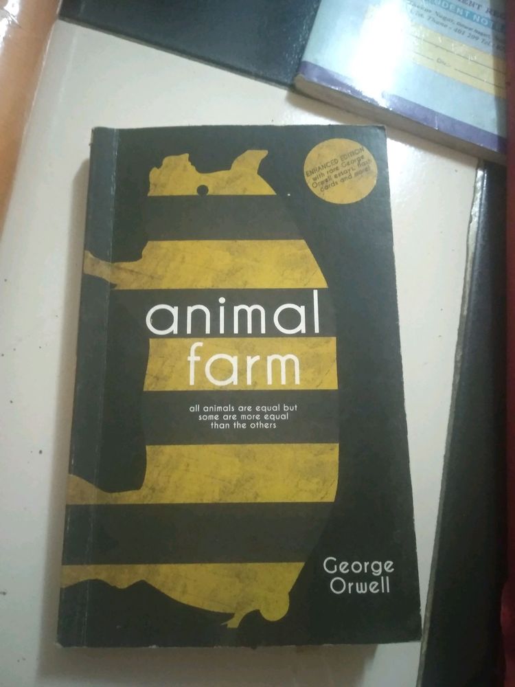 Animal Farm book,file, cover and dictionary.