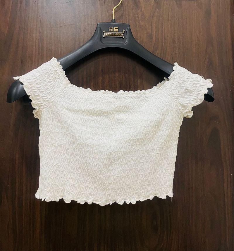Cute Dresss With White Crop Top And Denim Skirt