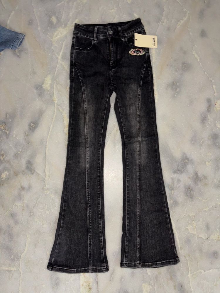 Flared Black Denim Jeans imported from china
