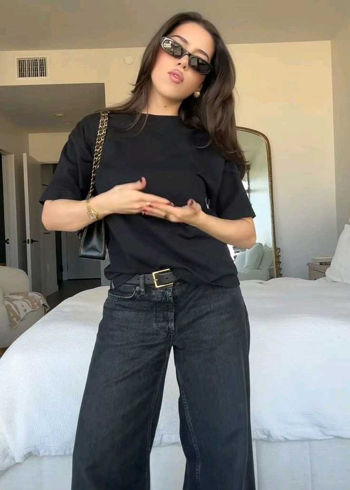 🌟Printesty Black Wide-Leg Jeans🌟