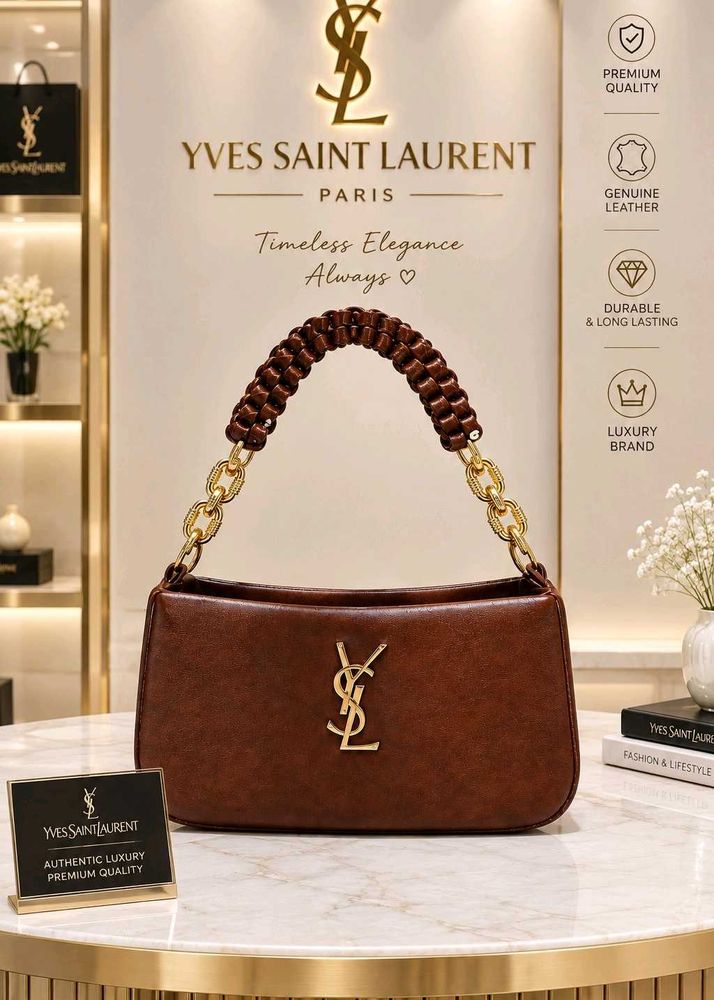 YSL Brown Leather Shoulder Bag