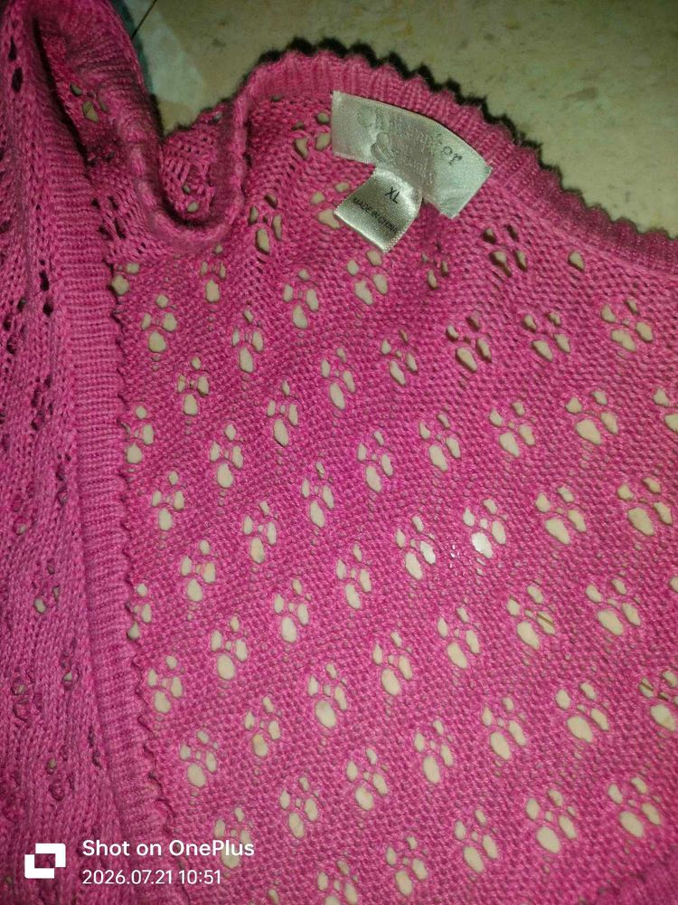 Chic Pink Knit Cardigan Sweater