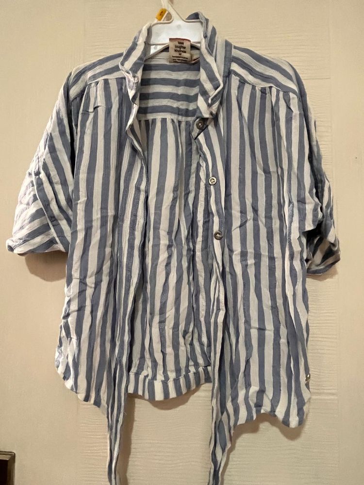 Striped Tie-Front Blouse