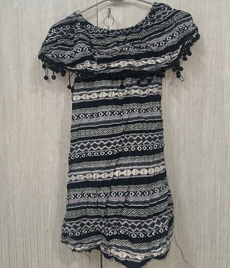 Patterned Off-Shoulder Dress