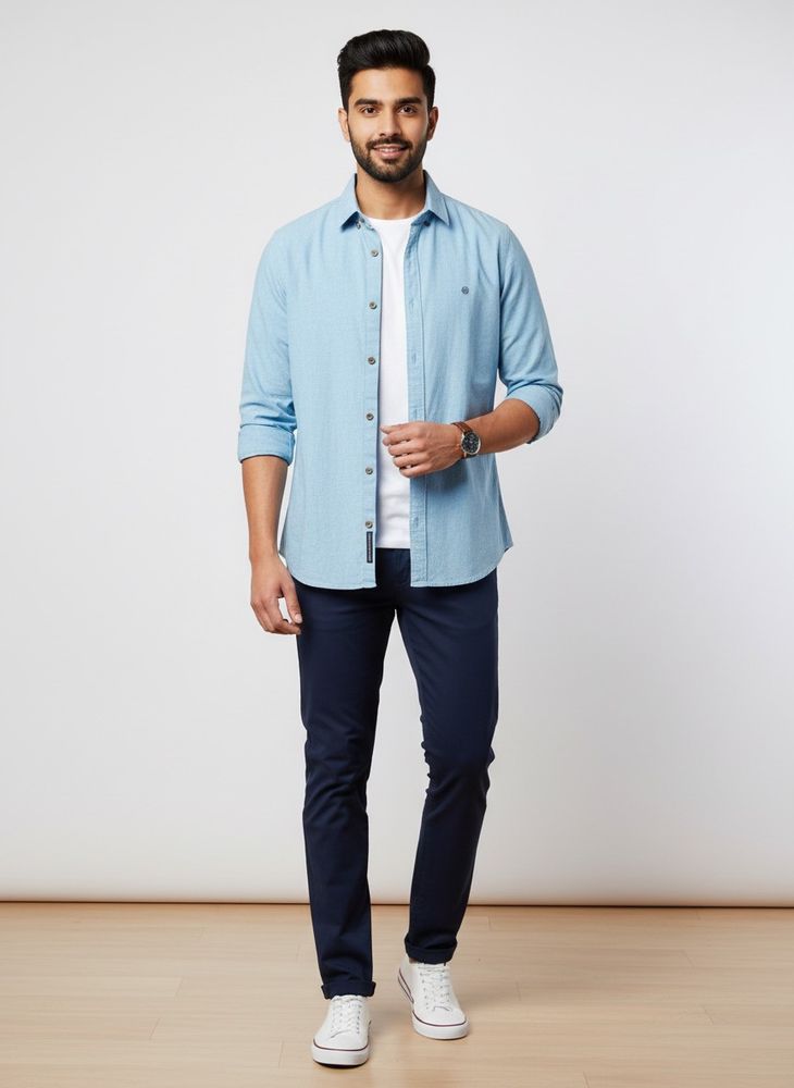 Light Blue S Oliver Button-Up Shirt