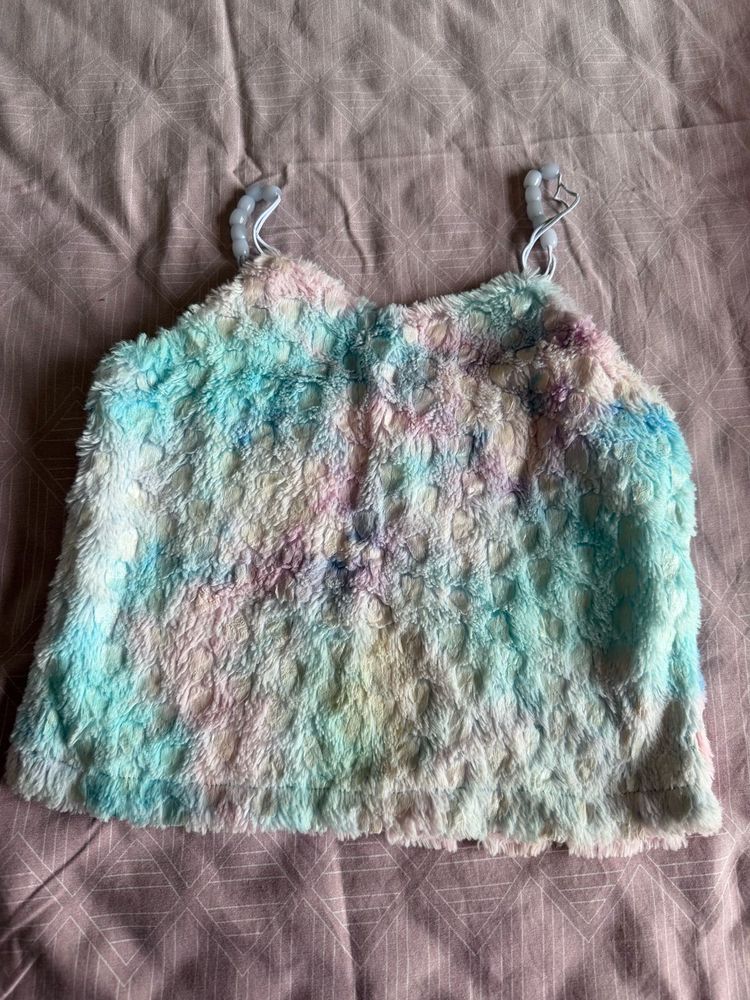 Cozy Tie-Dye Faux Fur Crop Top