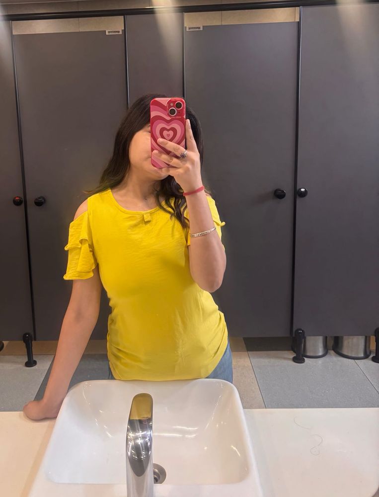 Bright Yellow Cold Shoulder Top