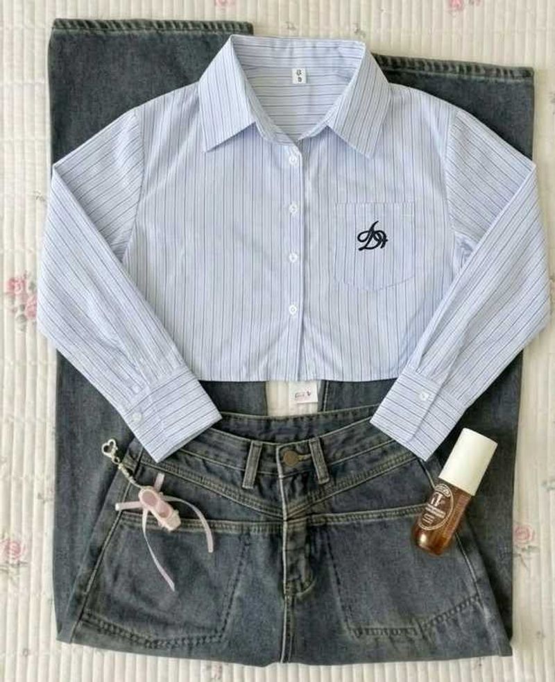 Striped Cropped Shirt