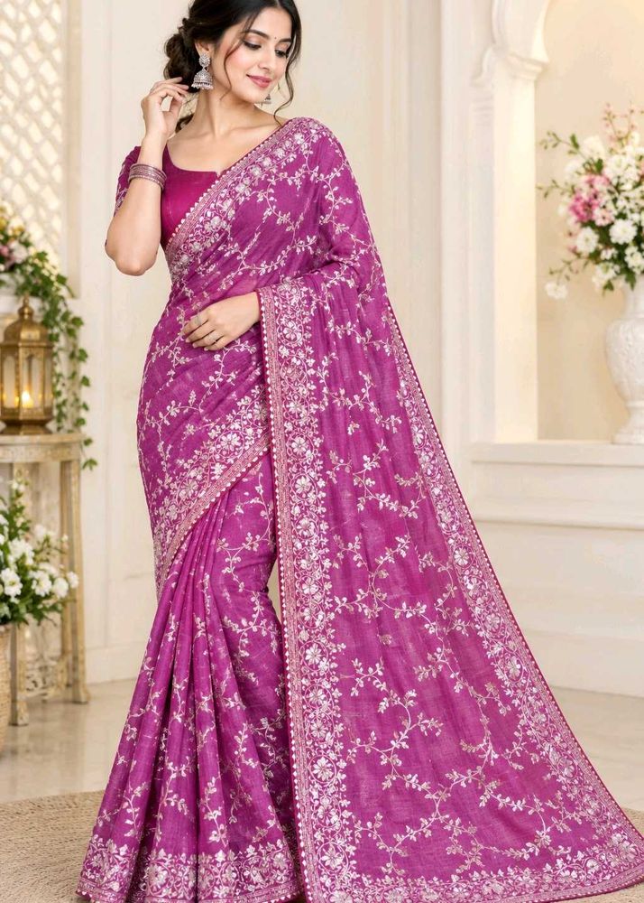 Elegant Pink Floral Saree