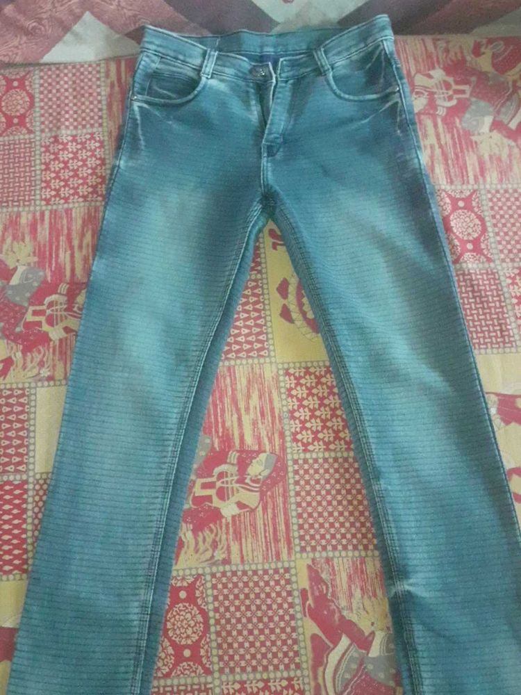 Men's Blue Textured Jeans