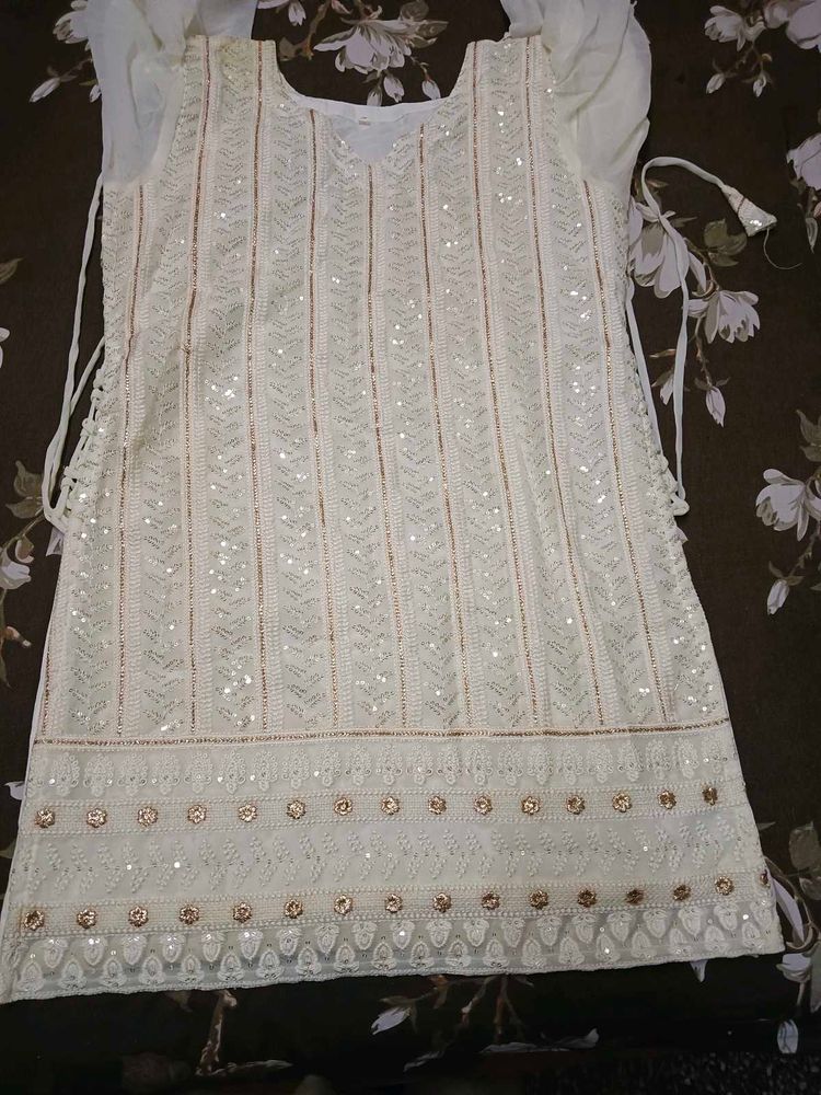 Elegant White Sequined Kurta