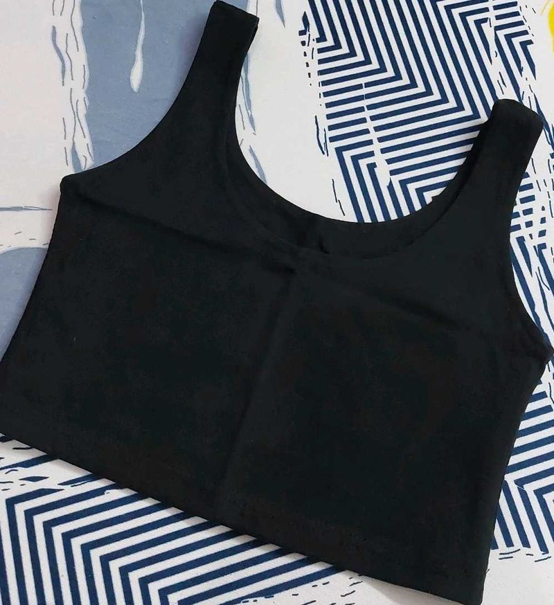 Basic Black Crop Tank Top