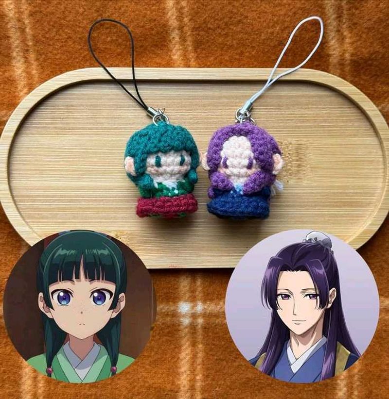 Handmade Crocheted Anime Charms🍓🍀
