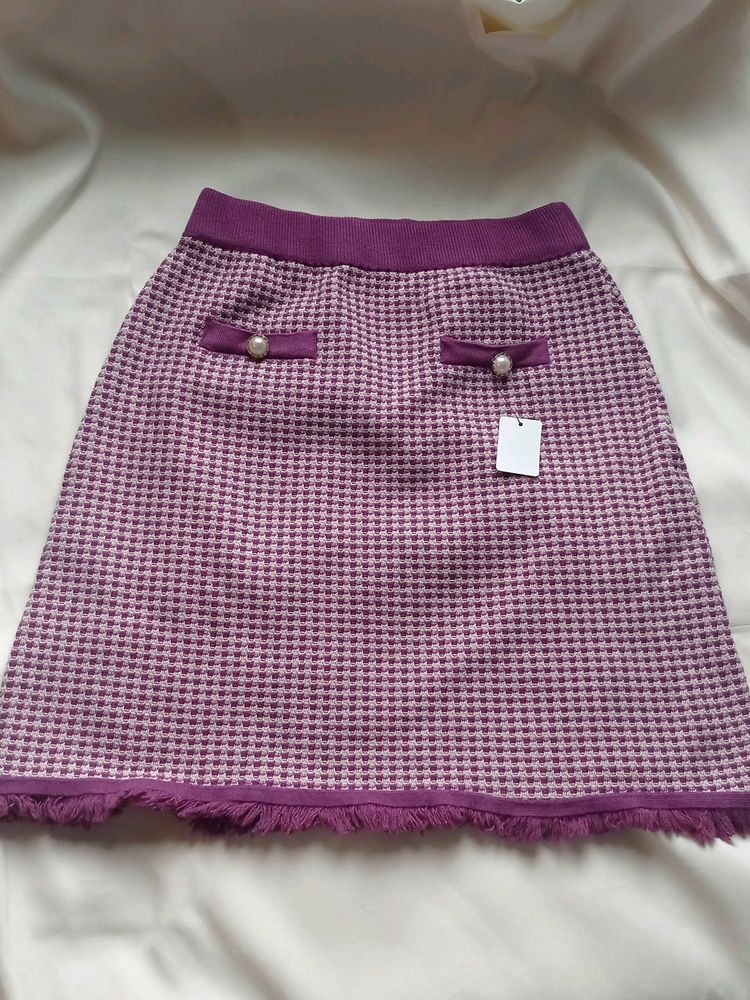Korean Chekered Woolen Skirt
