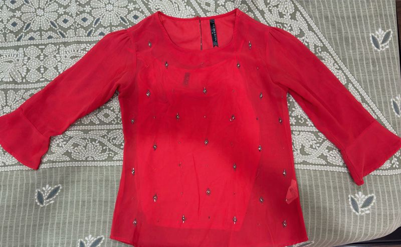 Red Embellished Top
