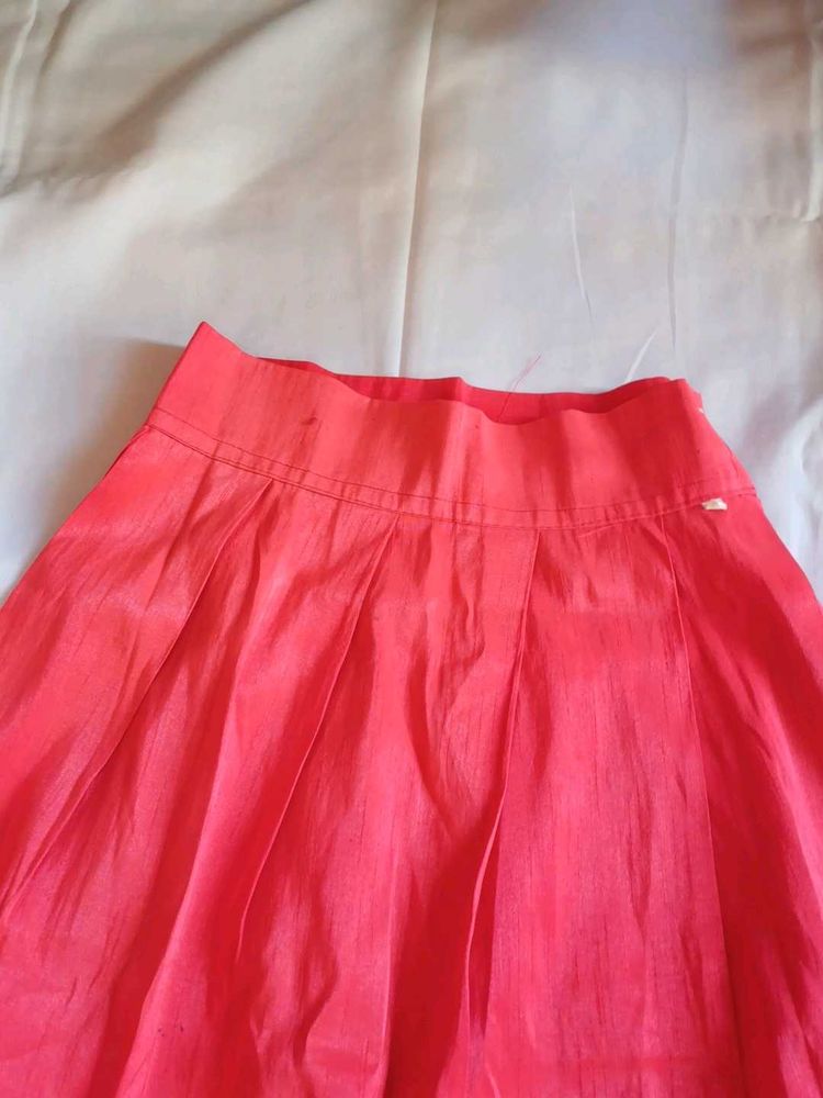 Pleated Coral Skirt