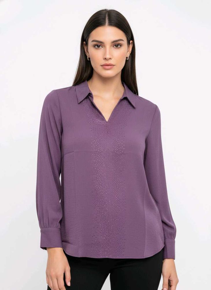 Stylish Purple V-Neck Blouse
