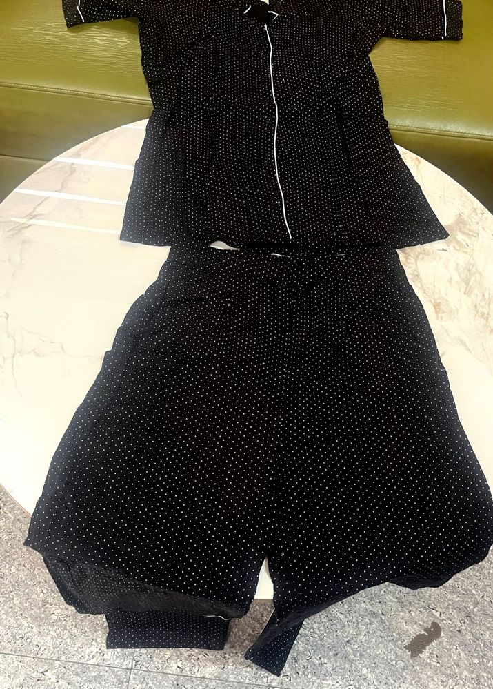 Black Polka Dot Pajama Set