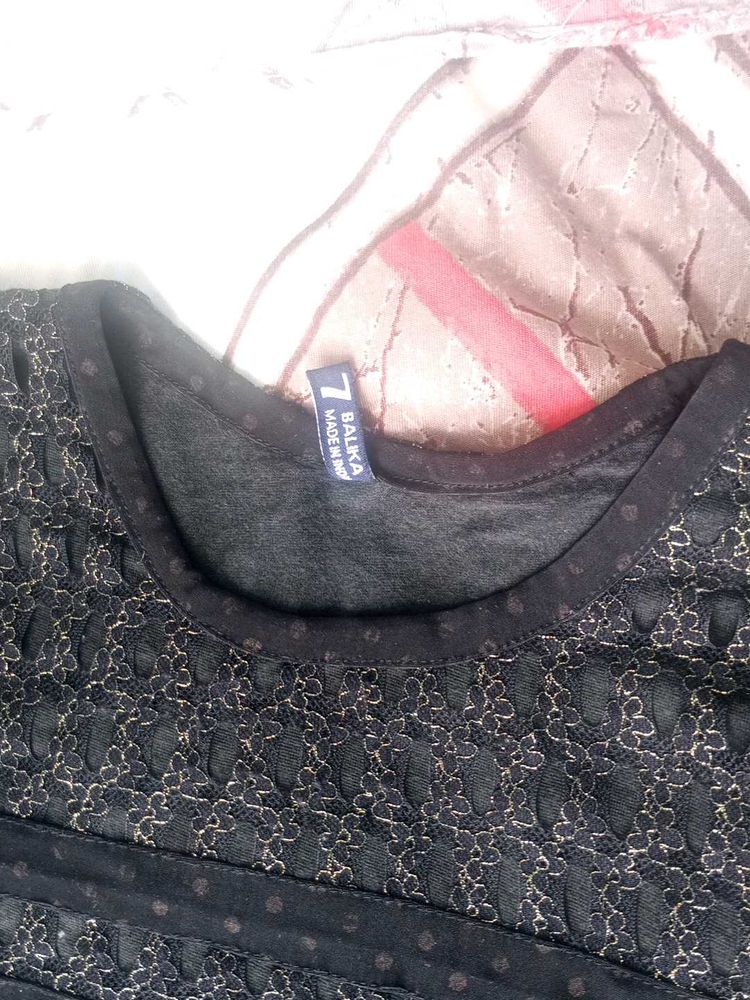 Elegant Black Ethnic Long Frock (L size)
