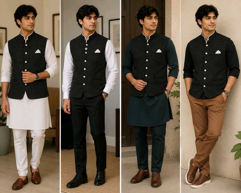 Stylish Polka Dot Nehru Jacket