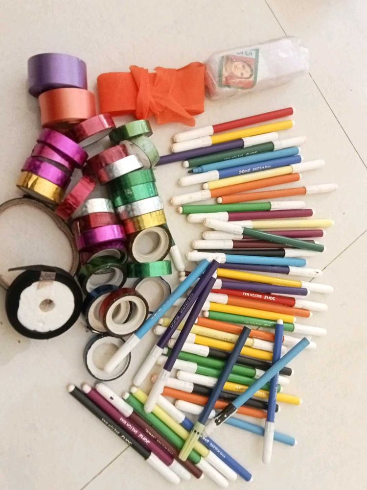 Craft Supply Bundle: Markers &amp; Ribbons