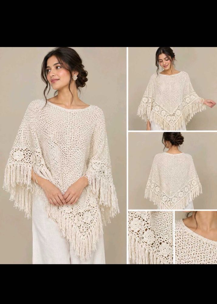 Boho Crochet Fringe Poncho