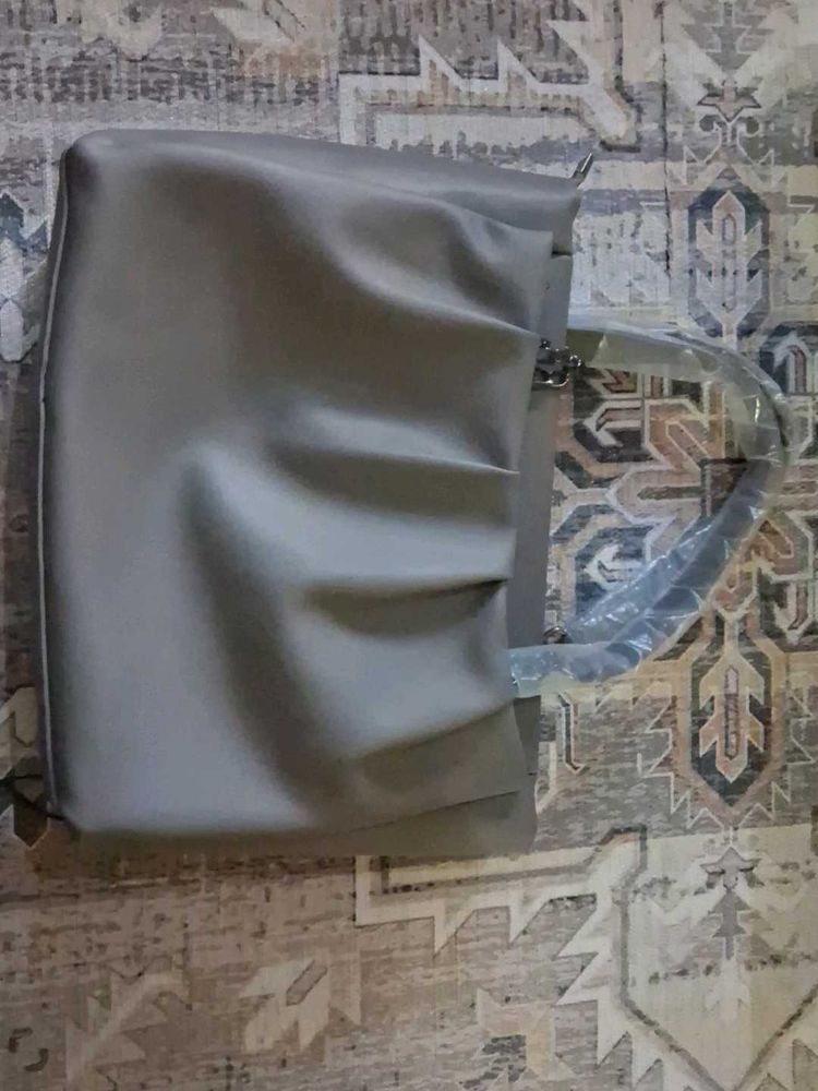 Chic Ruched Grey Handbag