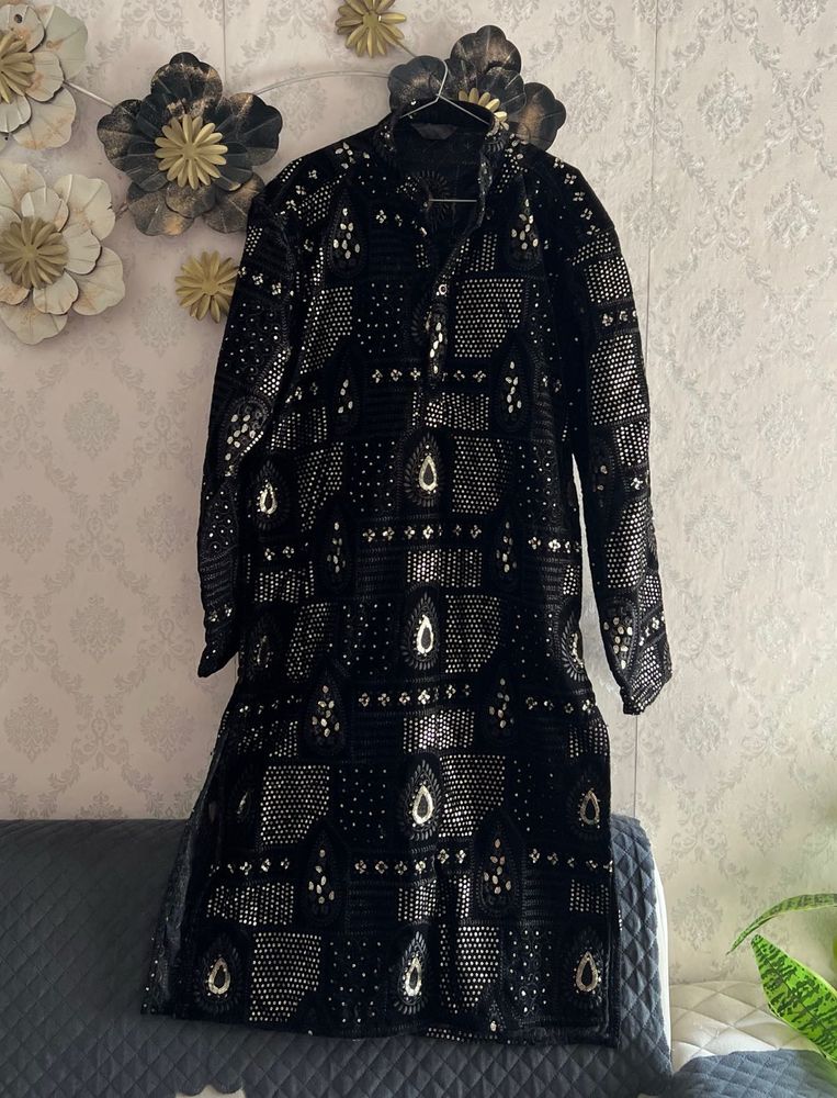 Black Sequined Kurta