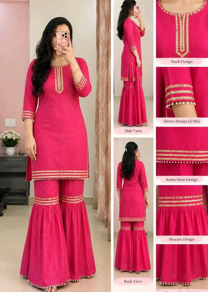 Beautiful Pink Kurta Sharara Set