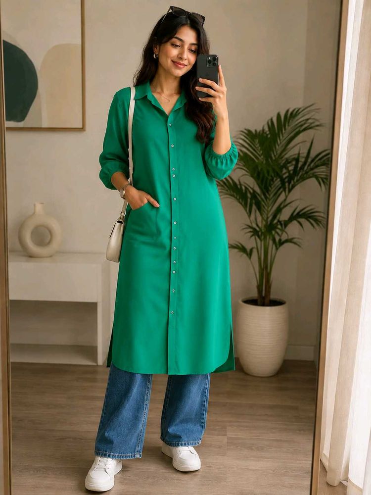 Chic Green Shirt Dress