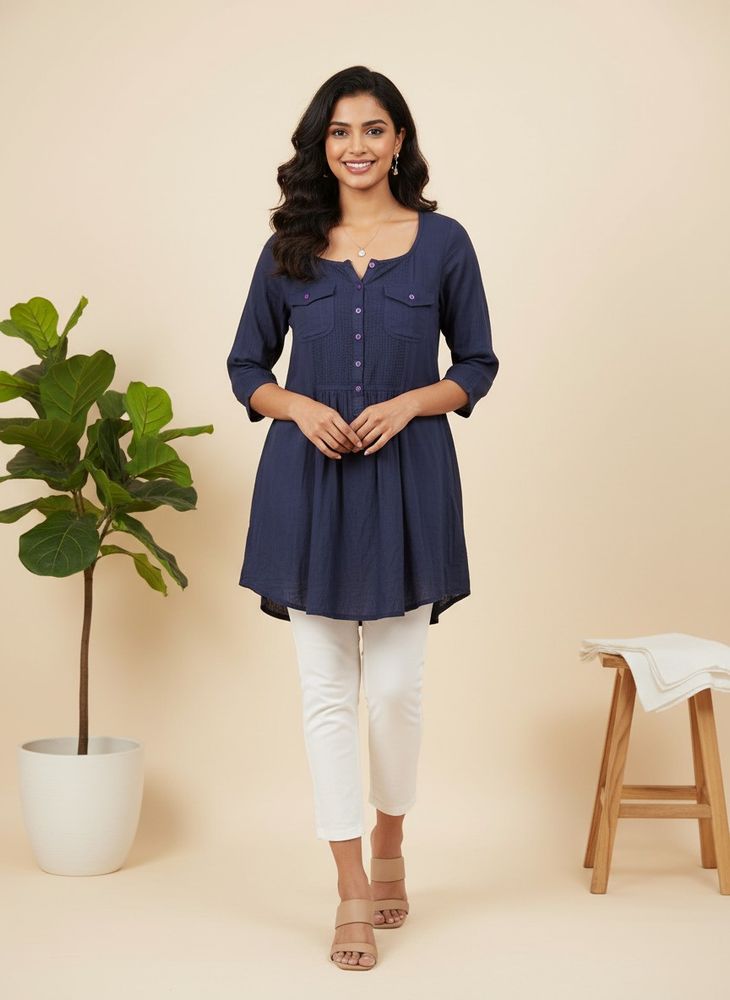 Blue Button-Down Top
