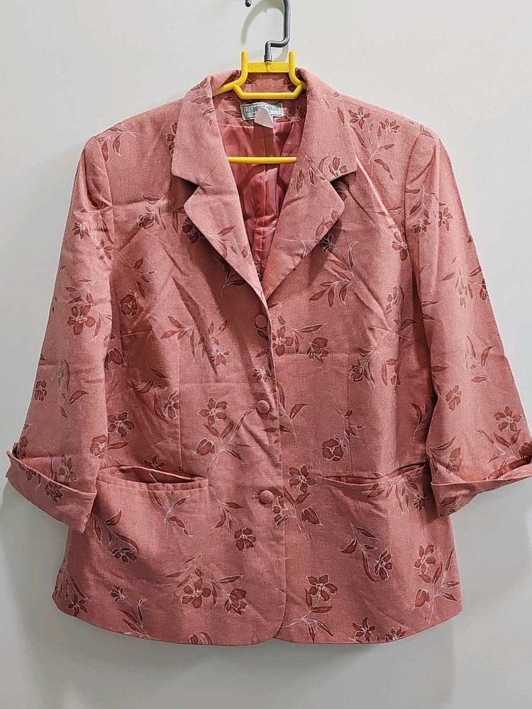 Salmon color Floral Print Blazer